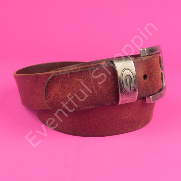 Fossil Georgia Bulldogs Distressed Leather Top Grain Cowhide Belt in Brown 34 - Picture 2 of 9